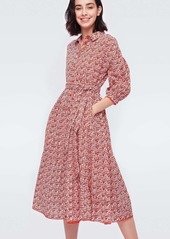 Diane Von Furstenberg Luna Cotton-Jacquard Midi Shirt Dress in Printed Geo Orange