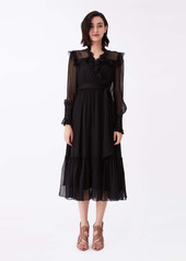 Diane Von Furstenberg Meredith Silk-Chiffon Midi Dress in Black