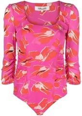 Diane Von Furstenberg Miley floral-print ruched bodysuit