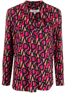Diane Von Furstenberg monogram-print long-sleeve blouse