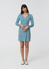 Diane Von Furstenberg New Jeanne Two Silk-Jersey Wrap Dress in Geo Turquoise