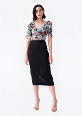 Diane Von Furstenberg New Kara Silk-Cady Pencil Skirt in Black