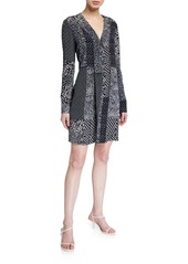 Diane Von Furstenberg Reid Patchwork Long-Sleeve Dress