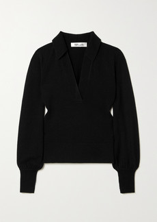 Diane Von Furstenberg Rhodes Wool And Cashmere-blend Polo Sweater