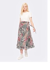 Diane Von Furstenberg Rosalia Silk-Viscose Voile Midi Wrap Skirt in Ibiza Quilt Natural