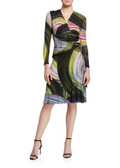 Diane Von Furstenberg Sathita Long-Sleeve Faux-Wrap Dress