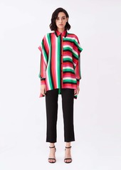 Diane Von Furstenberg Silk Crepe De Chine Oversized Shirt in Carson Stripe