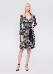 Diane Von Furstenberg Tiffany Silk-Jersey Wrap Dress in Bali Flower Black