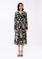 Diane Von Furstenberg Tilly Silk Crepe De Chine Wrap Dress in Bali Flower Black