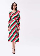 Diane Von Furstenberg Tilly Silk Crepe De Chine Wrap Dress in Carson Stripe