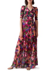 Diane Von Furstenberg DVF Lillian Floral Tiered A-Line Maxi Skirt in Oasis Small at Nordstrom