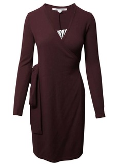 Diane Von Furstenberg Women's Linda Wrap Style Wool Cashmere Dress In Brown