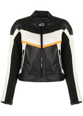 Diesel colour-block leather biker jacket