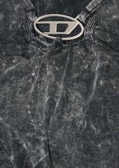 Diesel D-crespe Stretch Cotton Logo Mini Dress