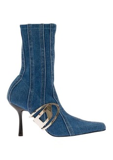 Diesel 'D-Eclipse' Light Blue Socks Boots with Macro Oval D Logo in Stretch Cotton Denim Woman