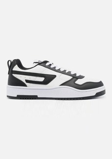 DIESEL BLACK AND WHITE LEATHER SNEAKERS