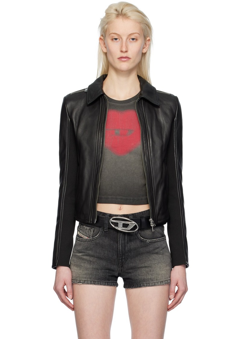 Diesel Black L-Sask Leather Jacket