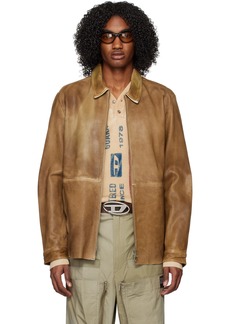 Diesel Brown L-Clime Leather Jacket