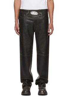 Diesel Brown P-Kooman Leather Pants