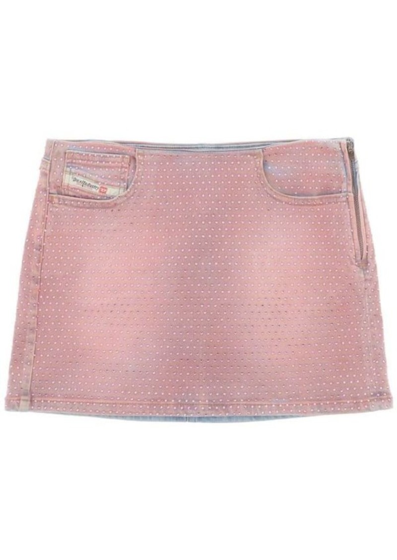 Diesel de-pra-mini-fsd1 denim mini skirt with rhinestones