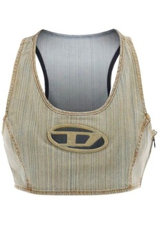 Diesel 'de-top-fsd' cropped top with oval d plaque