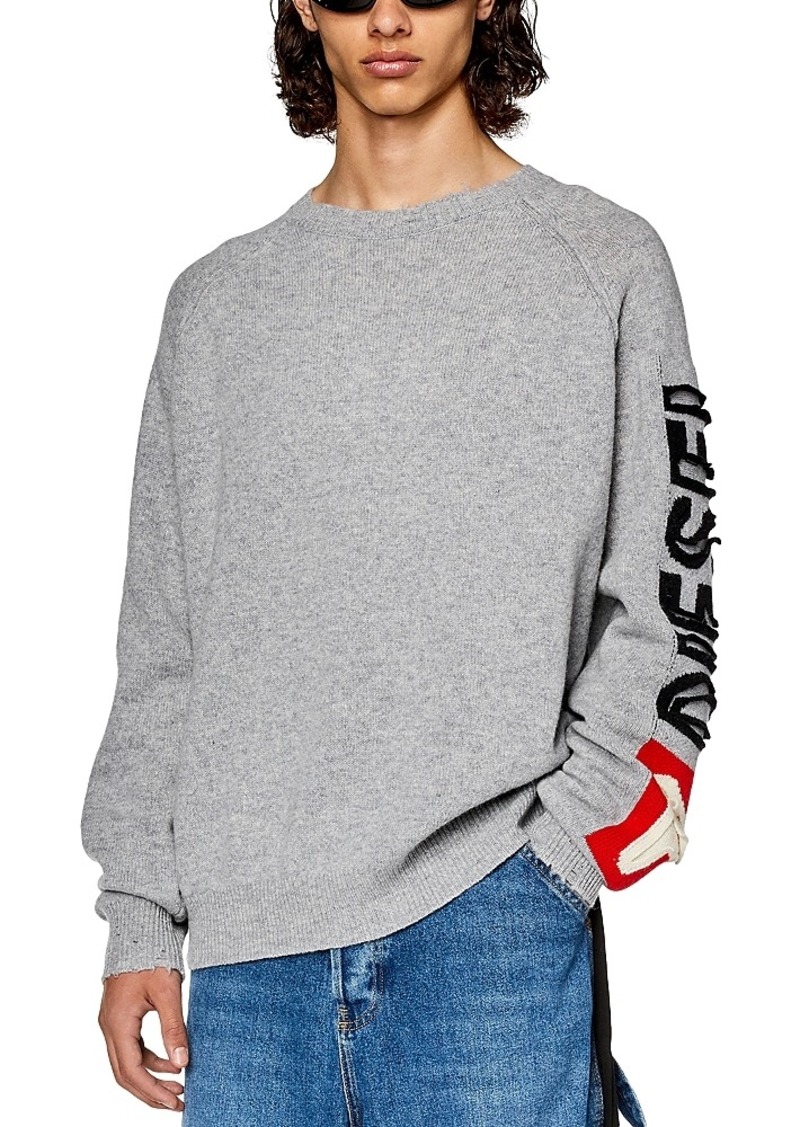 Diesel K Saria Wool Logo Inlay Loose Fit Crewneck Sweater