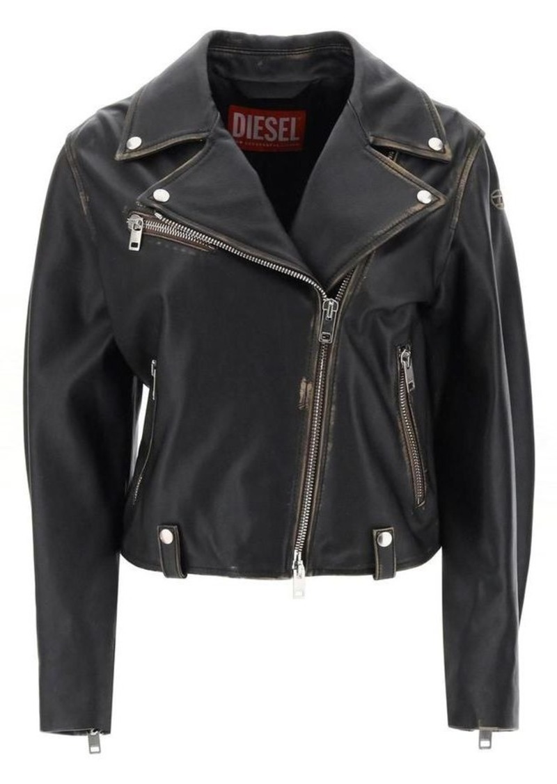 Diesel 'l-edmea' lamb leather biker jacket