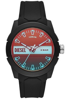 Diesel Men's Double Up Black Silicone Strap Watch 43mm