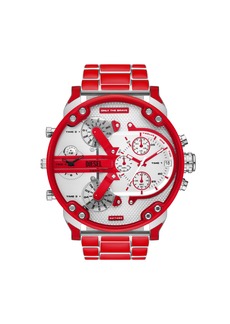 Diesel Men's Mr. Daddy 2.0 Two-Hand, Red Lacquer and Stainless Steel Watch