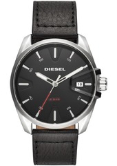 Diesel Men's MS9 Black Leather Strap Watch 44mm