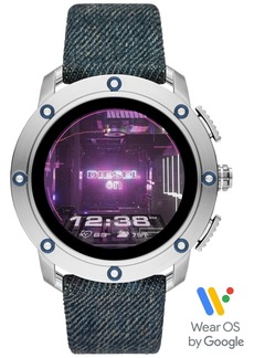 Diesel Tech Men's Axial Denim Blue Fabric Strap Touchscreen Smart Watch 48mm, Powered by Wear Os by Google