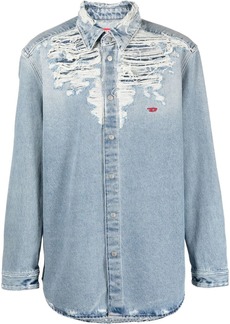 Diesel embroidered-logo distressed denim shirt