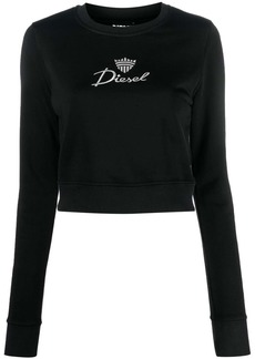 Diesel logo-embroidered long-sleeved top