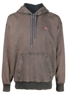 Diesel logo-patch denim drawstring hoodie