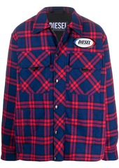Diesel logo-patch plaid shirt jacket