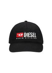 Diesel Logo Print Cotton Gabardine Baseball Hat