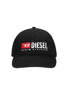 Diesel Logo Print Cotton Gabardine Baseball Hat