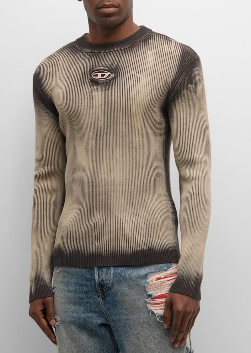 Diesel Men's K-Darin Ribbed Sweater with Distressed Effect