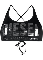 Diesel metallic logo bikini top