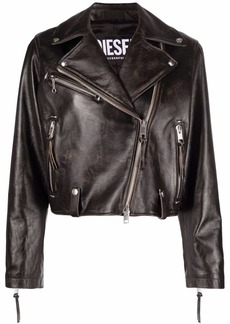 Diesel off-centre zipped leather jacket
