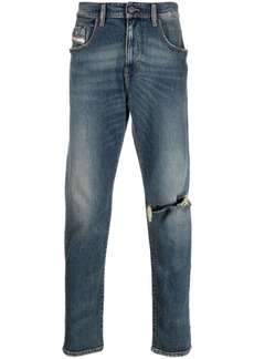 Diesel ripped mid-rise jeans