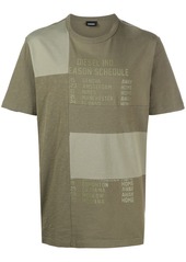 Diesel Schedule-print patchwork T-shirt