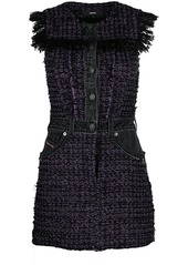 Diesel tweed denim-embellished mini dress