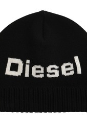 Diesel Wool & Cotton Knit Beanie W/ Logo