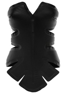 Dion Lee Black Padded Leaf Corset in Calf Leather Woman