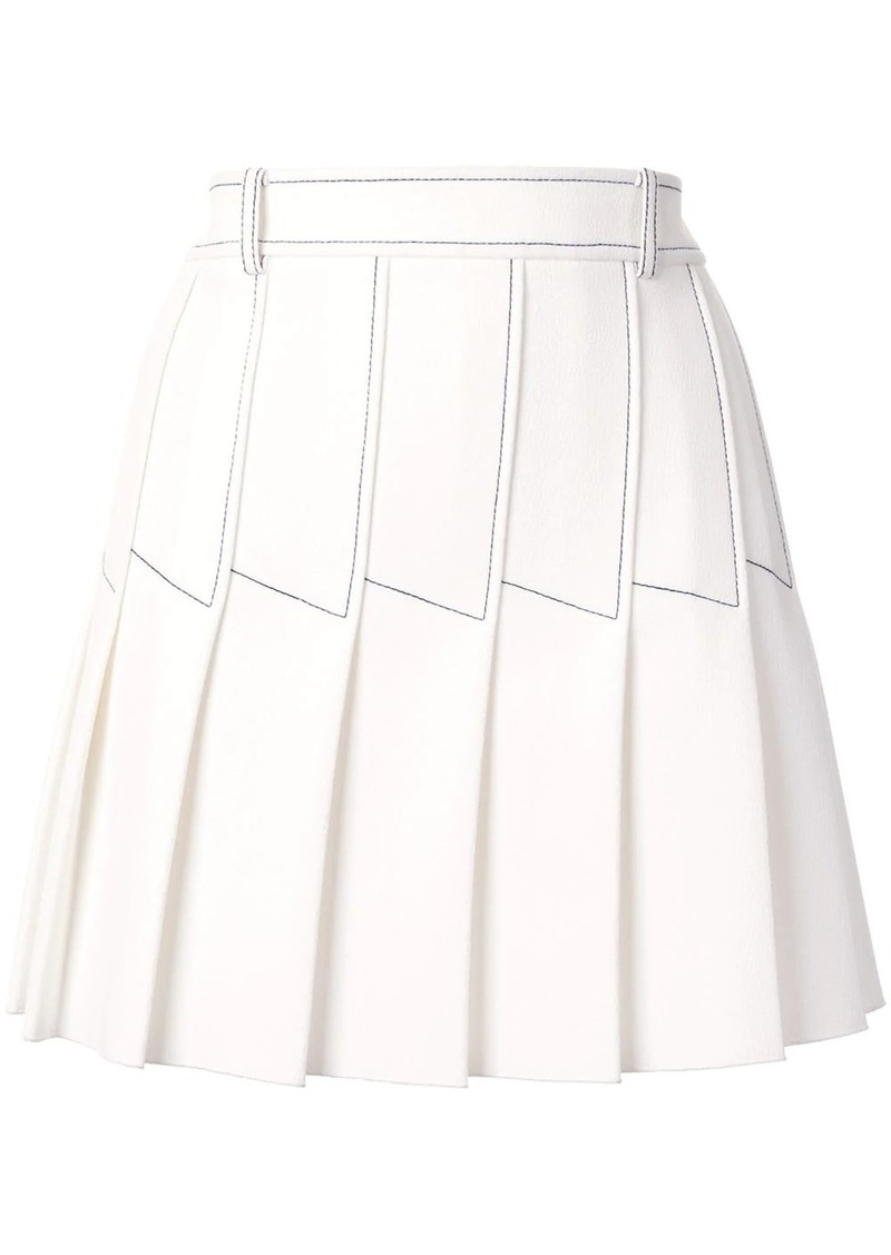DION LEE Belted pleated denim mini skirt