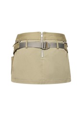 Dion Lee Cotton Blend Mini Skirt W/belt Bag