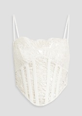 Dion Lee - Coated cotton-blend lace bustier top - White - UK 6