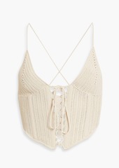 Dion Lee - Cropped lace-up crocheted top - White - UK 8