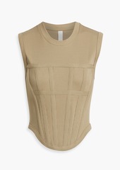 Dion Lee - Cropped ribbed cotton-blend jersey tank - Neutral - UK 16